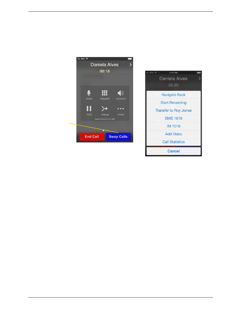 8 handling two established calls, Handling two established calls | CounterPath Bria iPhone Edition 3.1 User Guide User Manual | Page 26 / 78