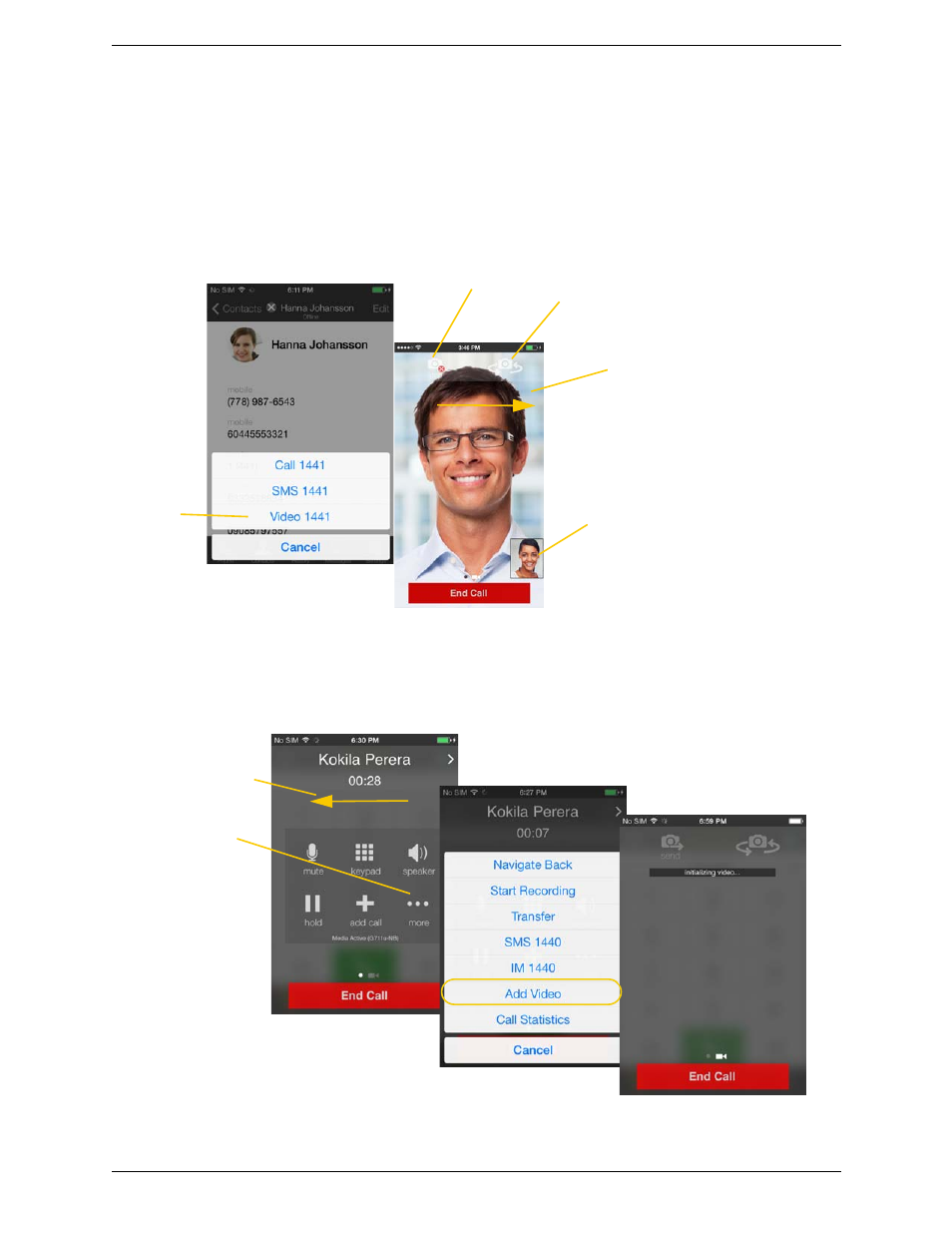 12 handling video calls, Handling video calls | CounterPath Bria iPhone Edition 3.1 User Guide User Manual | Page 30 / 78