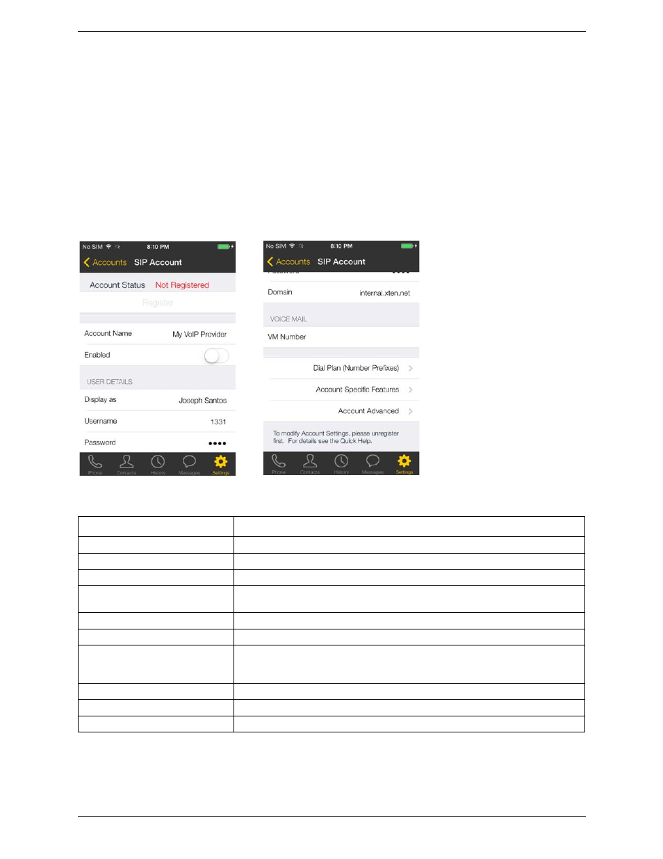 1 accounts, Sip accounts, Accounts | CounterPath Bria iPhone Edition 3.1 User Guide User Manual | Page 50 / 78