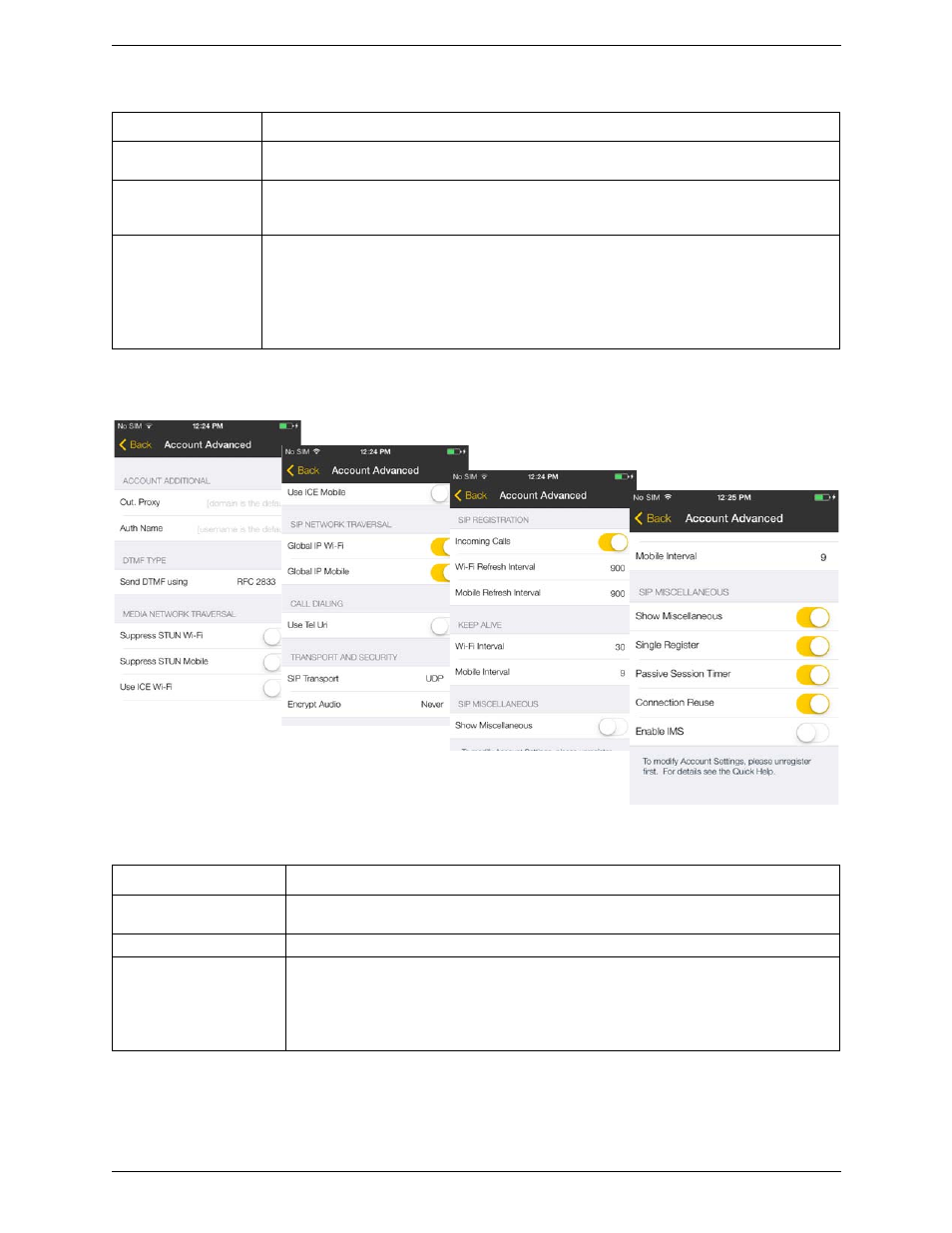 Account advanced (sip) | CounterPath Bria iPhone Edition 3.1 User Guide User Manual | Page 52 / 78