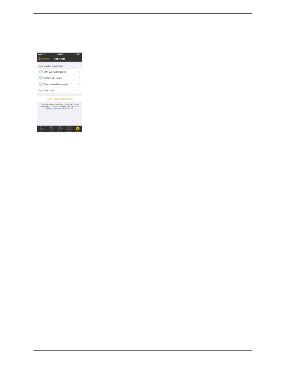 4 premium features, Premium features | CounterPath Bria iPhone Edition 3.1 User Guide User Manual | Page 67 / 78
