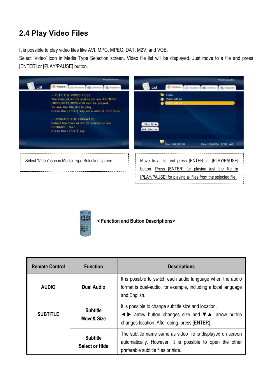 4 play video files | AL Tech Portable MPEG Player User Manual | Page 25 / 36