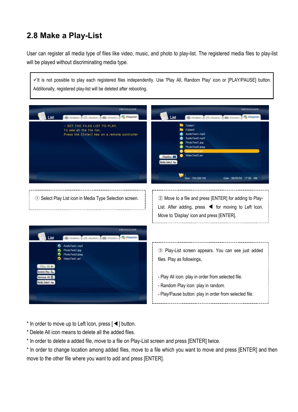 8 make a play-list | AL Tech Portable MPEG Player User Manual | Page 34 / 36