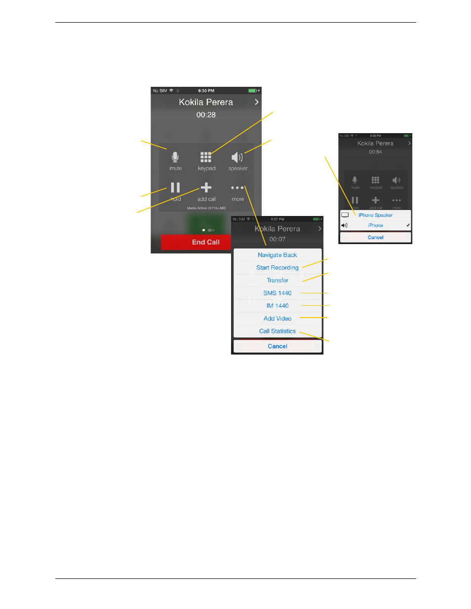 5 handling one established call, Handling one established call | CounterPath Bria iPhone Edition 3.0 User Guide User Manual | Page 22 / 76