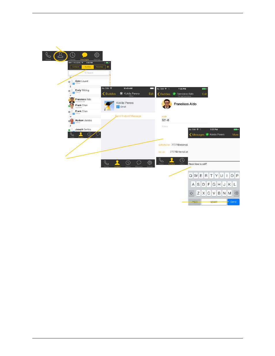 By selecting a contact | CounterPath Bria iPhone Edition 3.0 User Guide User Manual | Page 37 / 76