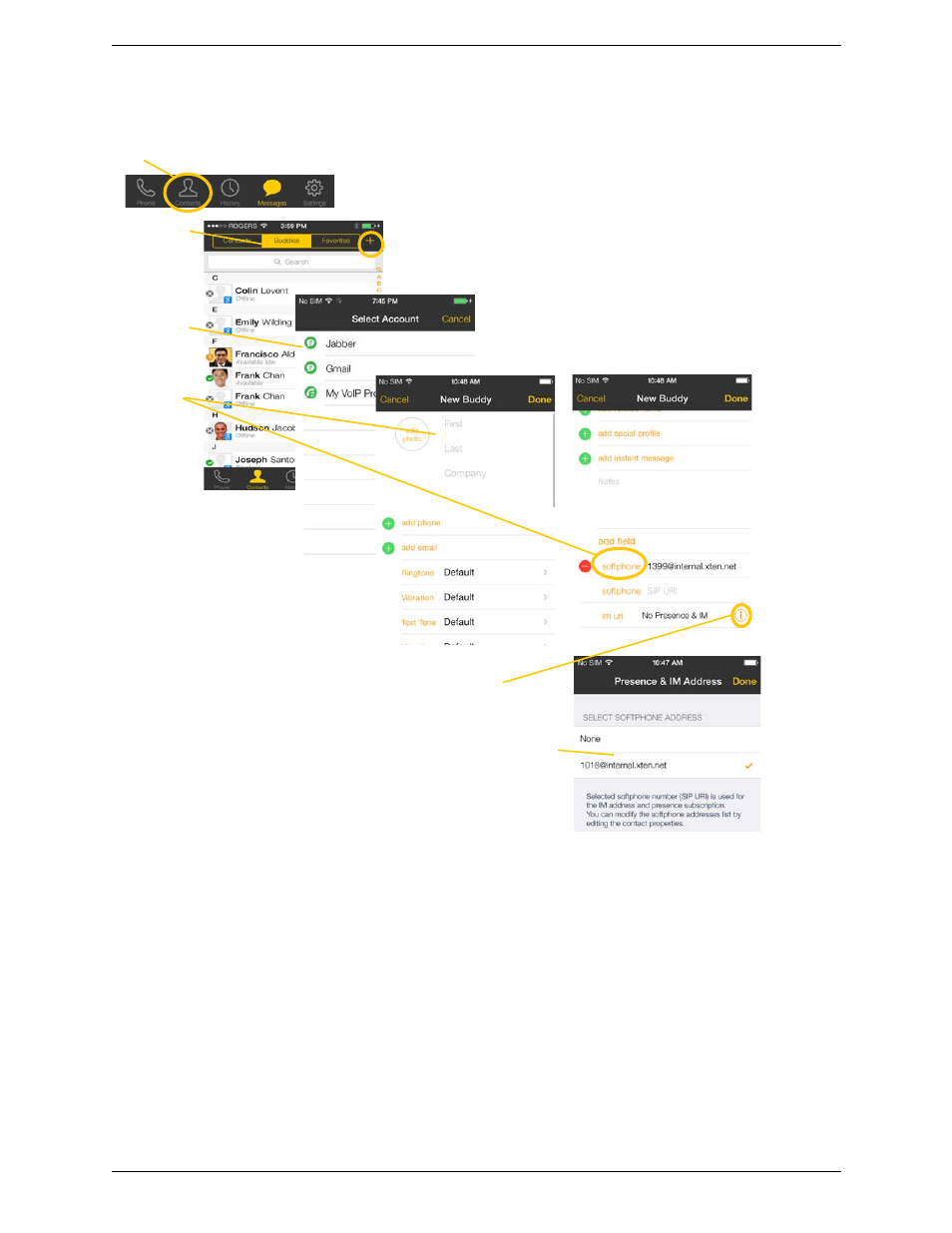 Adding a new contact as a buddy | CounterPath Bria iPhone Edition 3.0 User Guide User Manual | Page 45 / 76
