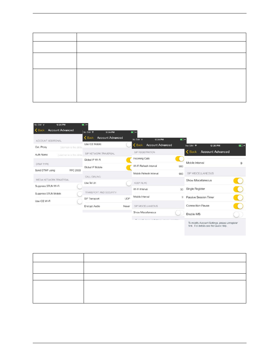 Account advanced (sip) | CounterPath Bria iPhone Edition 3.0 User Guide User Manual | Page 52 / 76