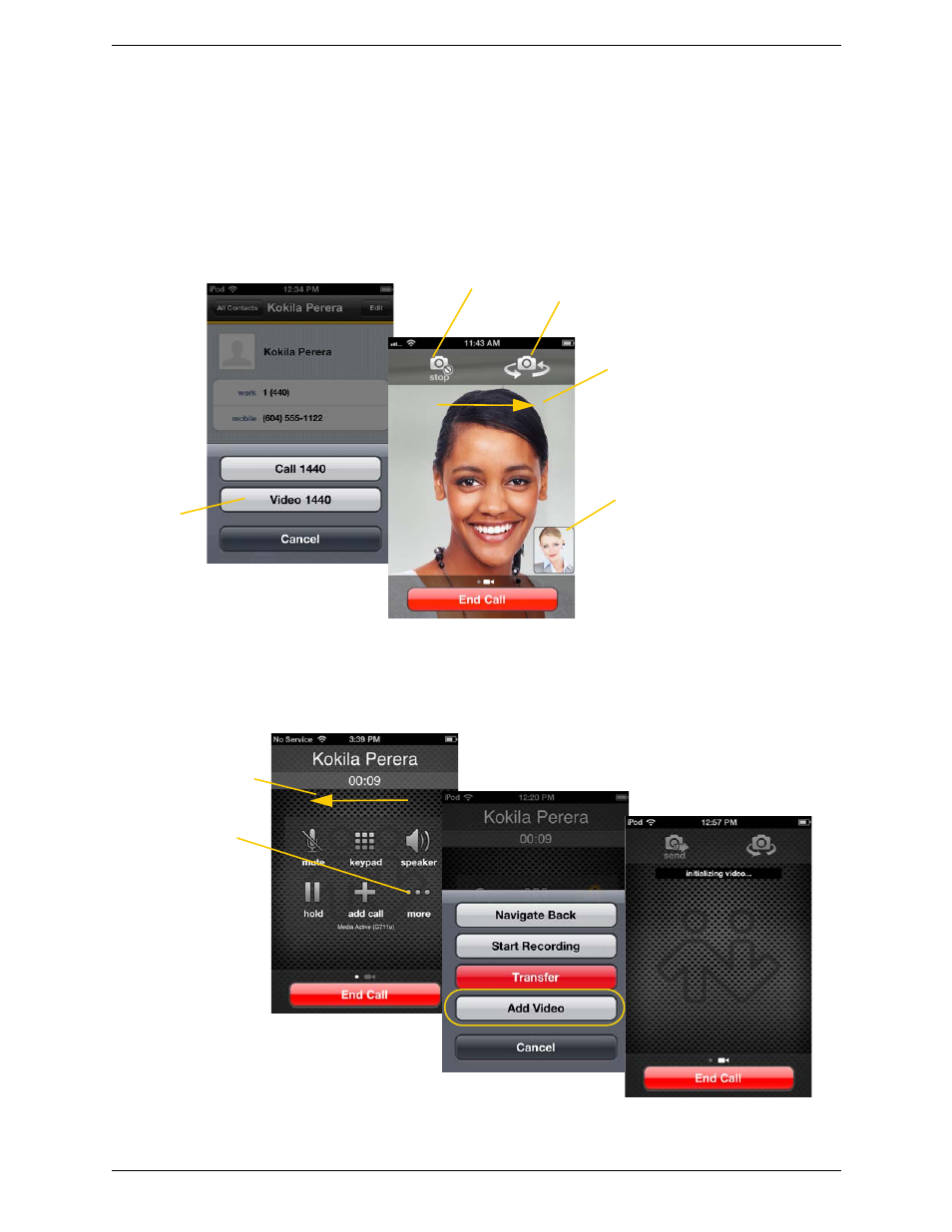 12 handling video calls, Handling video calls | CounterPath Bria iPhone Edition 2.5 User Guide User Manual | Page 29 / 76