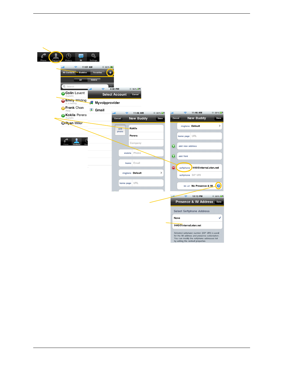 Adding a new contact as a buddy | CounterPath Bria iPhone Edition 2.4.2 User Guide User Manual | Page 41 / 72