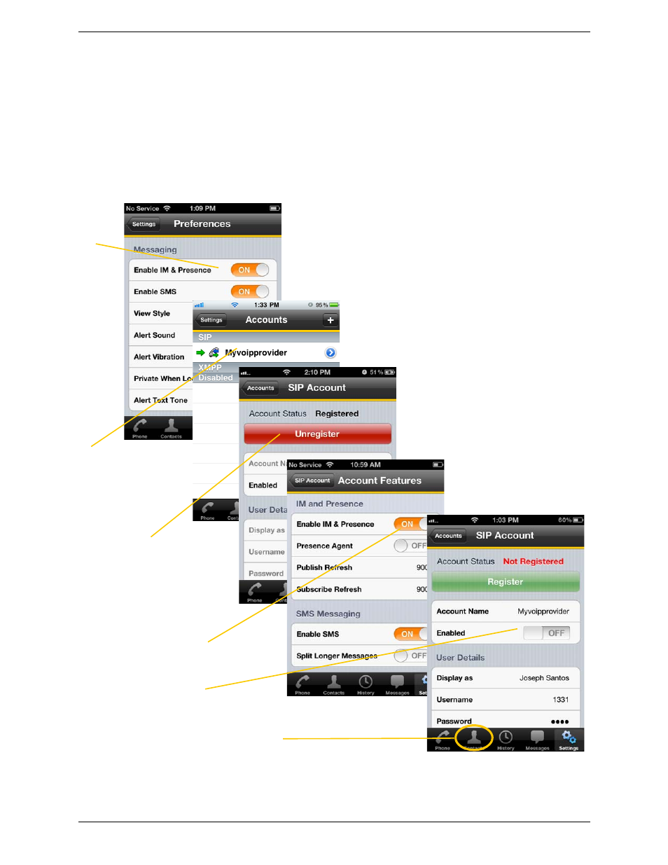 For sip simple | CounterPath Bria iPhone Edition 2.4 User Guide User Manual | Page 12 / 72