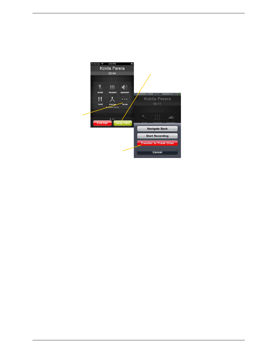 10 attended transfer, Attended transfer | CounterPath Bria iPhone Edition 2.4 User Guide User Manual | Page 25 / 72