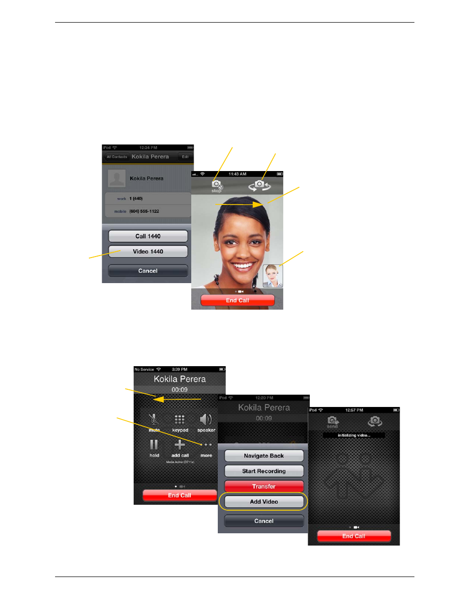 12 handling video calls, Handling video calls | CounterPath Bria iPhone Edition 2.4 User Guide User Manual | Page 27 / 72