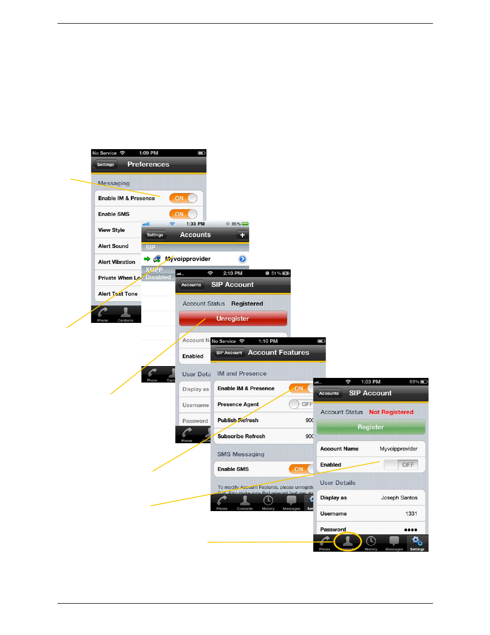 For sip simple | CounterPath Bria iPhone Edition 2.3 User Guide User Manual | Page 12 / 68