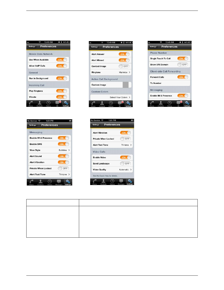 2 preferences, Preferences | CounterPath Bria iPhone Edition 2.3 User Guide User Manual | Page 49 / 68