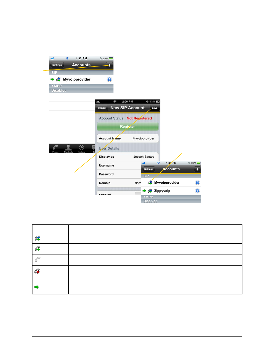 Setting up multiple accounts | CounterPath Bria iPhone Edition 2.3 User Guide User Manual | Page 9 / 68