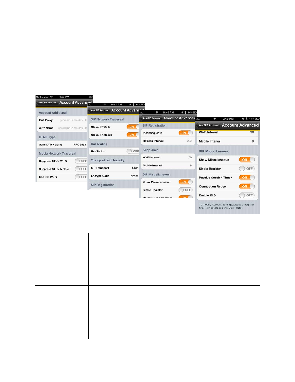 Account advanced (sip) | CounterPath Bria iPhone Edition 2.2 User Guide User Manual | Page 42 / 64