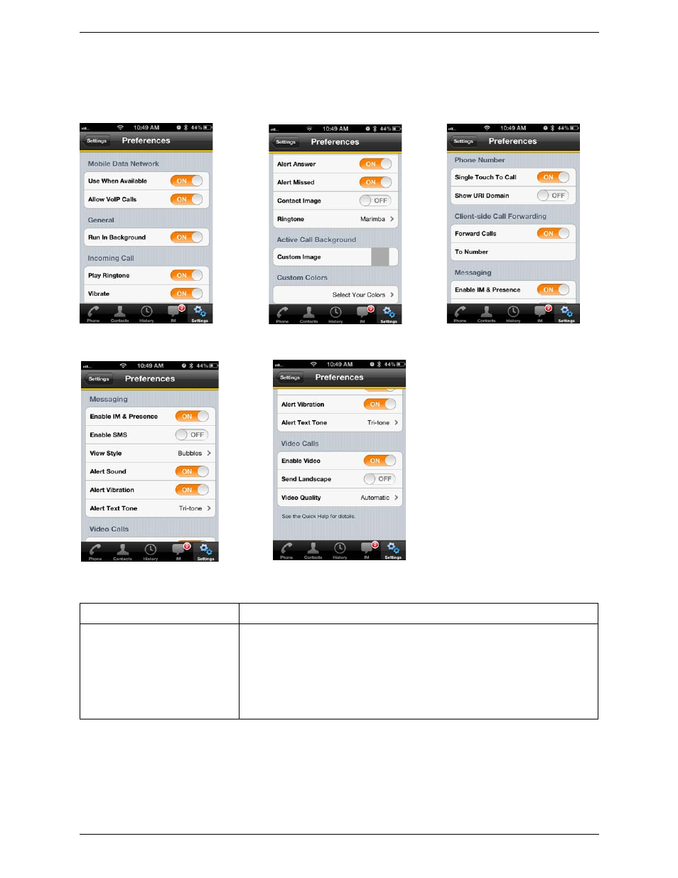 2 preferences, Preferences | CounterPath Bria iPhone Edition 2.1 User Guide User Manual | Page 48 / 64