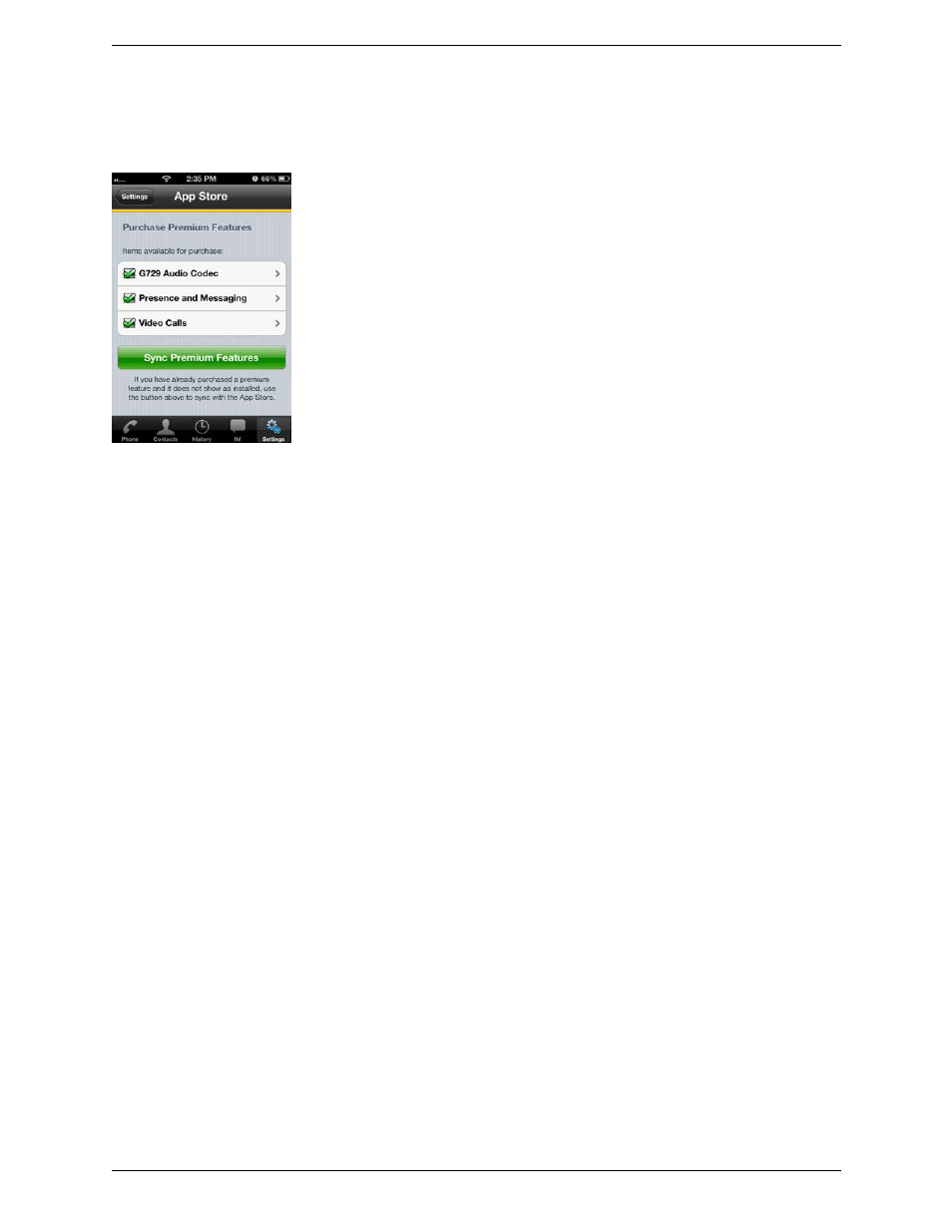 4 premium features, Premium features | CounterPath Bria iPhone Edition 2.1 User Guide User Manual | Page 56 / 64