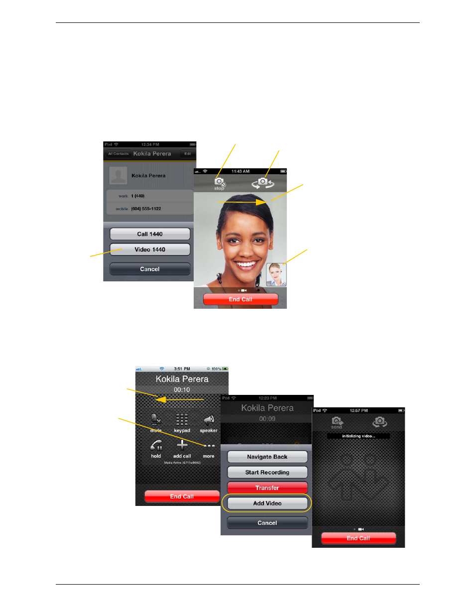 11 handling video calls, Handling video calls | CounterPath Bria iPhone Edition 2.0 User Guide User Manual | Page 26 / 62