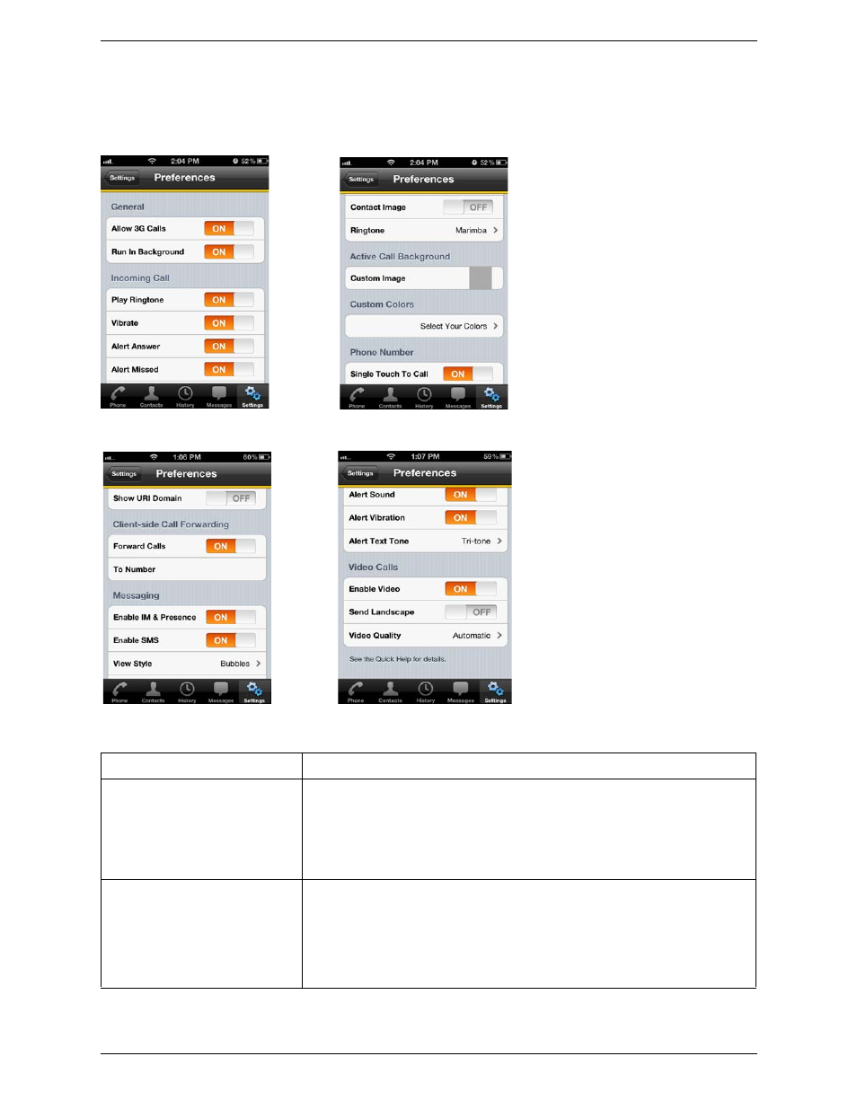 2 preferences, Preferences | CounterPath Bria iPhone Edition 2.0 User Guide User Manual | Page 47 / 62