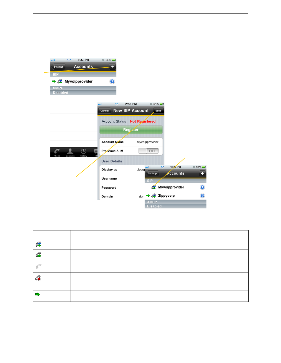 Setting up multiple accounts | CounterPath Bria iPhone Edition 1.3.3 User Guide User Manual | Page 10 / 58