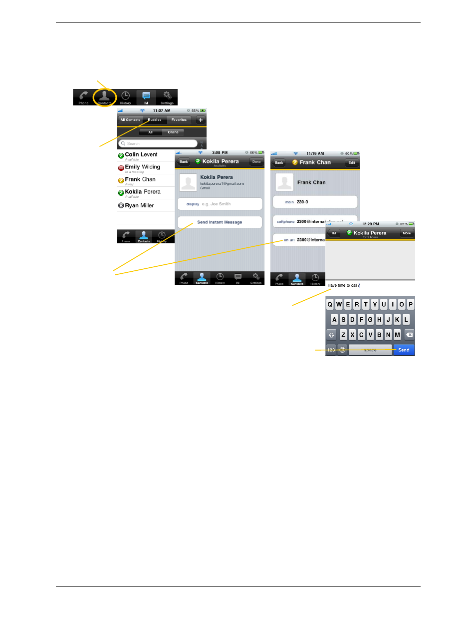 By selecting a contact | CounterPath Bria iPhone Edition 1.3.3 User Guide User Manual | Page 30 / 58