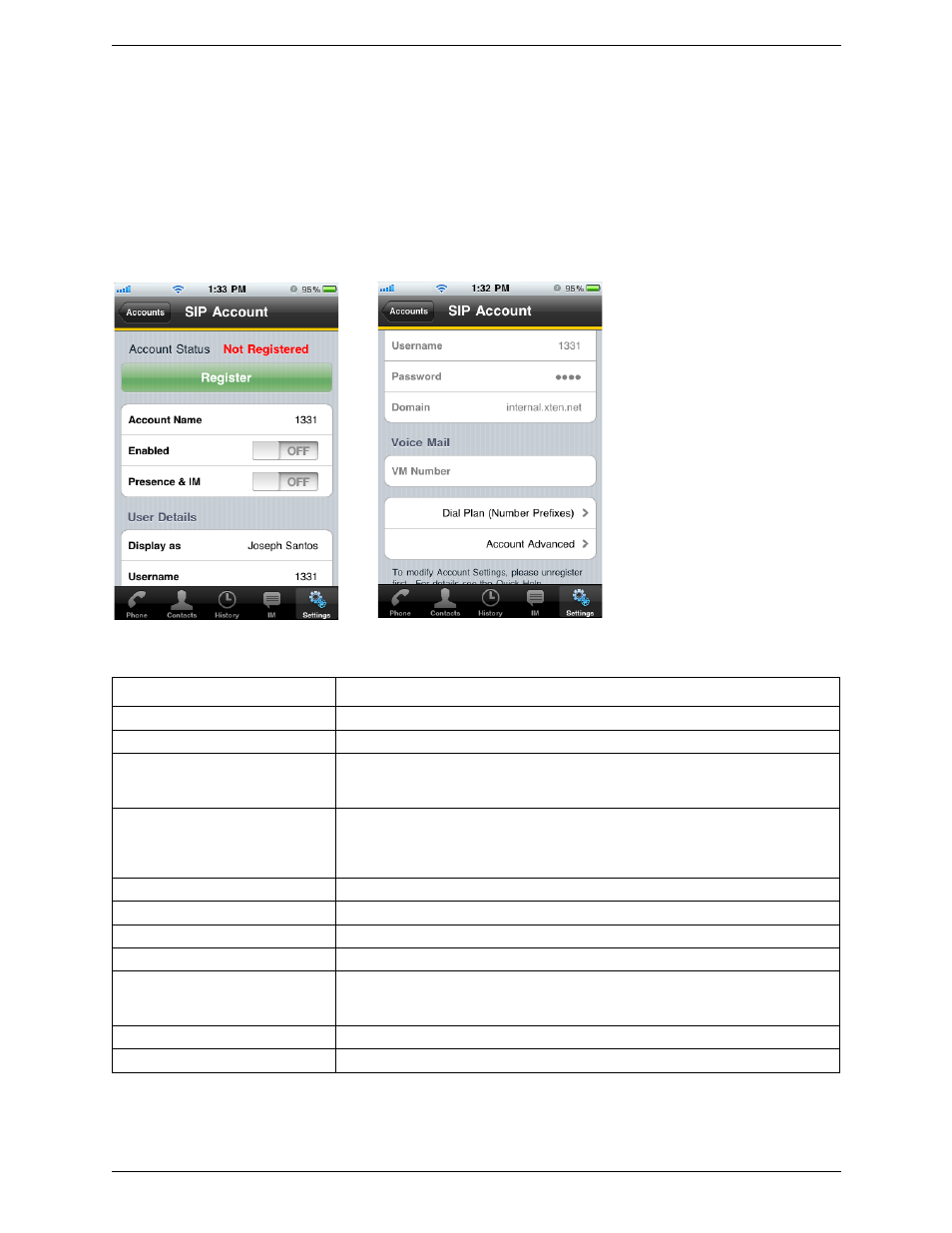 1 accounts, Sip accounts, Accounts | CounterPath Bria iPhone Edition 1.3.3 User Guide User Manual | Page 40 / 58