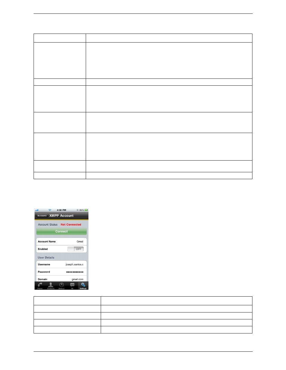 Xmpp accounts | CounterPath Bria iPhone Edition 1.3.3 User Guide User Manual | Page 42 / 58