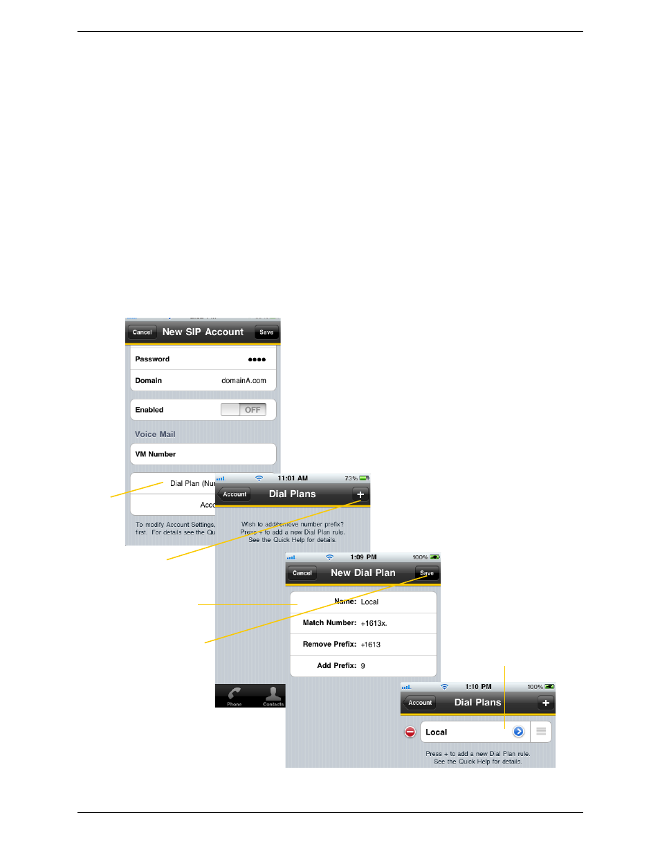 B dial plans, Setting up dial plans | CounterPath Bria iPhone Edition 1.3.3 User Guide User Manual | Page 53 / 58