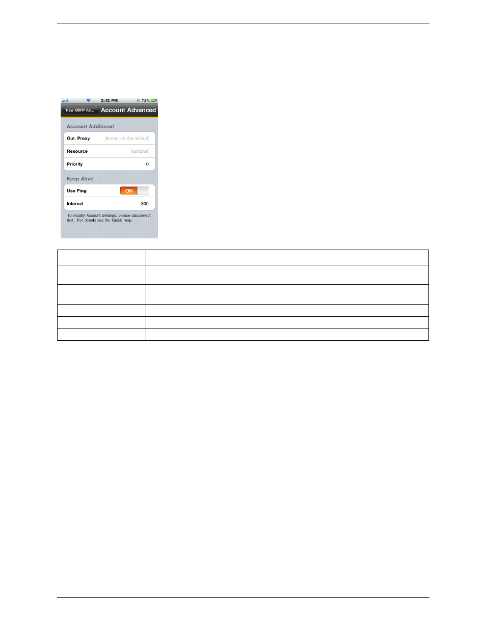 Account advanced (xmpp) | CounterPath Bria iPhone Edition 1.3 User Guide User Manual | Page 43 / 58