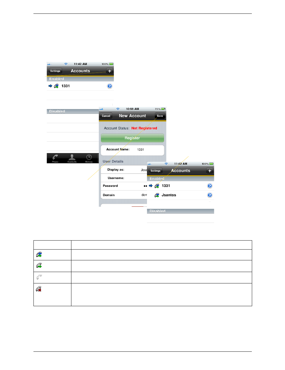 Setting up multiple accounts | CounterPath Bria iPhone Edition 1.2.8 User Guide User Manual | Page 10 / 42