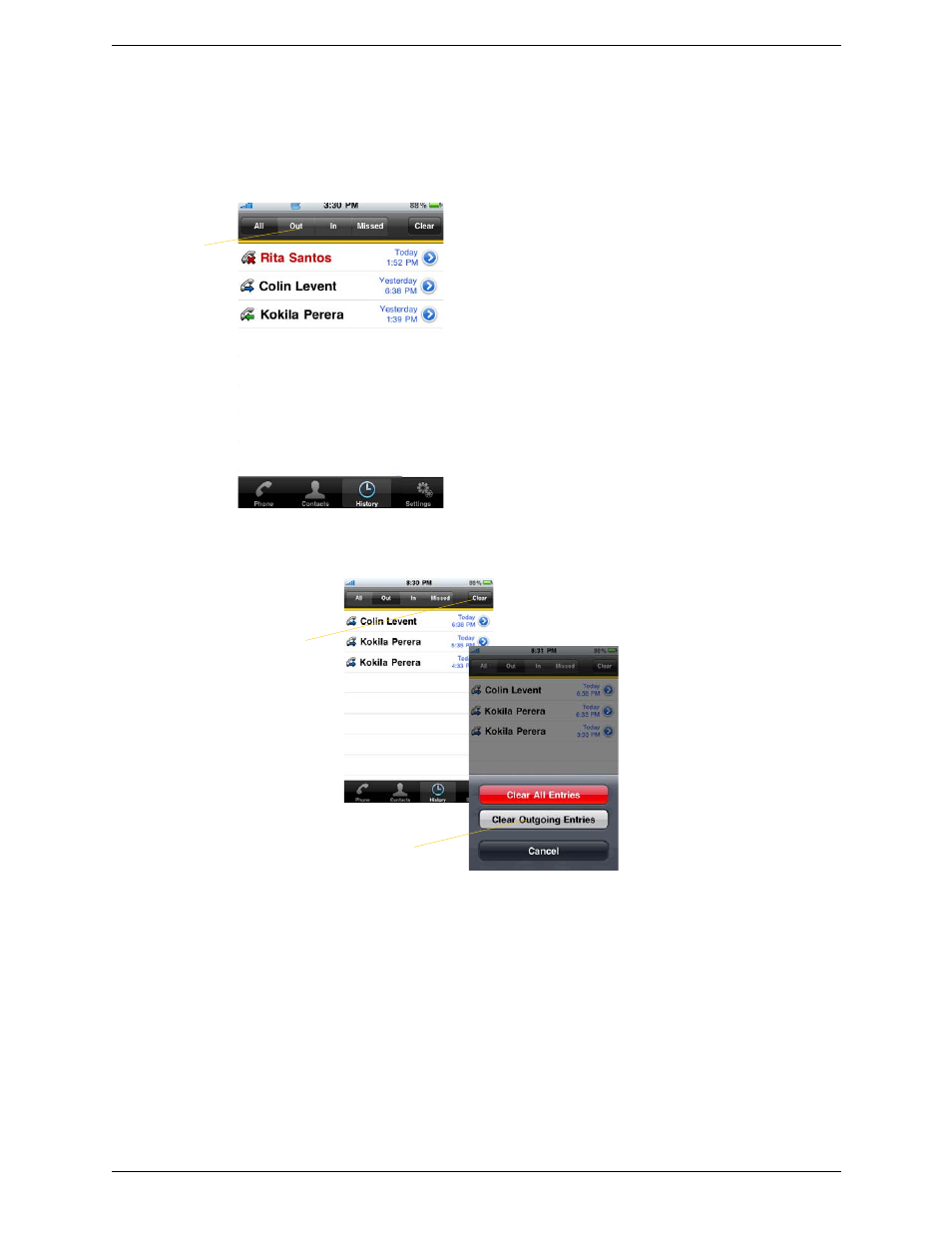 12 call history, Call history | CounterPath Bria iPhone Edition 1.2.8 User Guide User Manual | Page 22 / 42