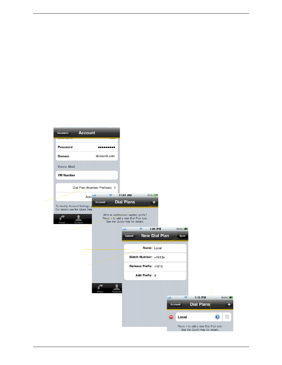 B dial plans, Setting up dial plans | CounterPath Bria iPhone Edition 1.2.8 User Guide User Manual | Page 38 / 42