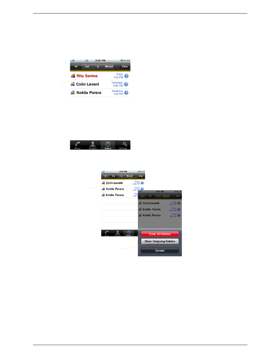 11 call history, Call history | CounterPath Bria iPhone Edition 1.2 User Guide User Manual | Page 22 / 38