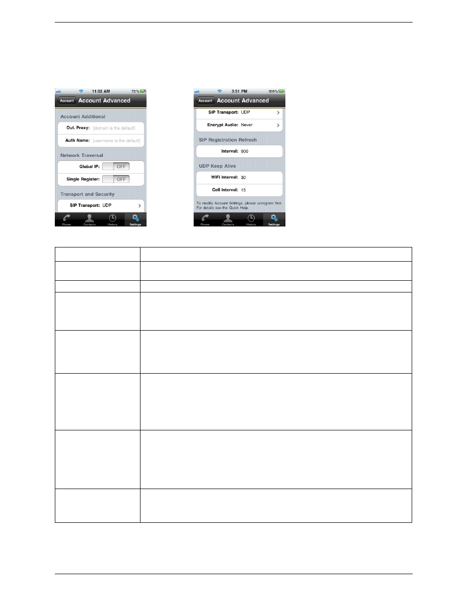 Account advanced | CounterPath Bria iPhone Edition 1.2 User Guide User Manual | Page 27 / 38