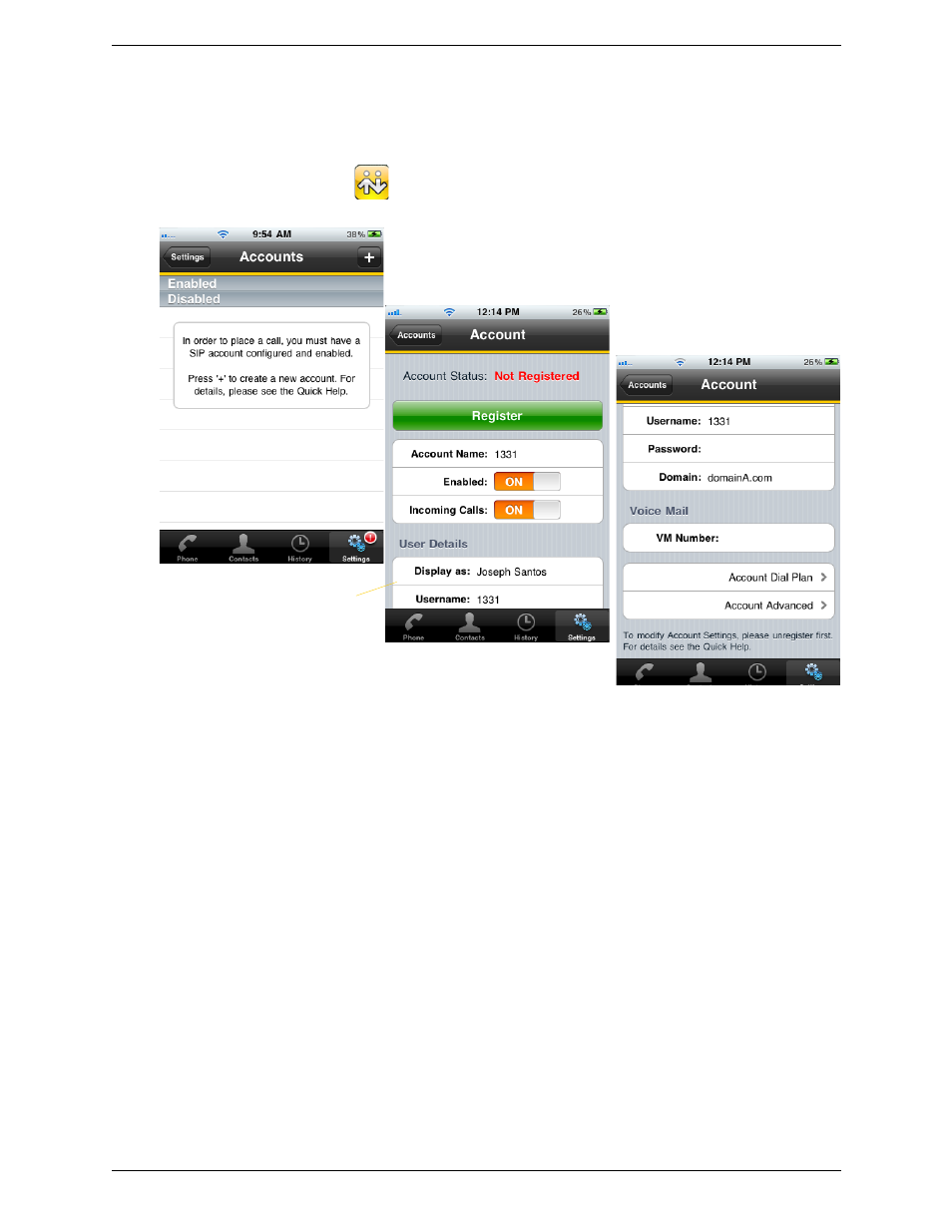 3 configuring bria iphone edition, Configuring bria iphone edition | CounterPath Bria iPhone Edition 1.2 User Guide User Manual | Page 8 / 38