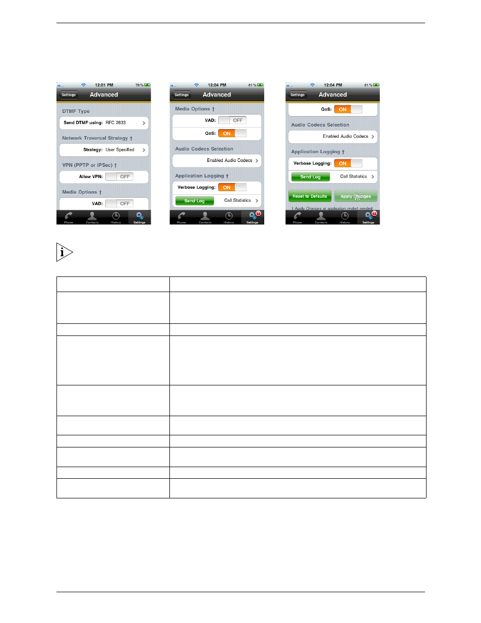 3 advanced settings, Advanced settings | CounterPath Bria iPhone Edition 1.1.2 User Guide (Revision 3) User Manual | Page 29 / 38