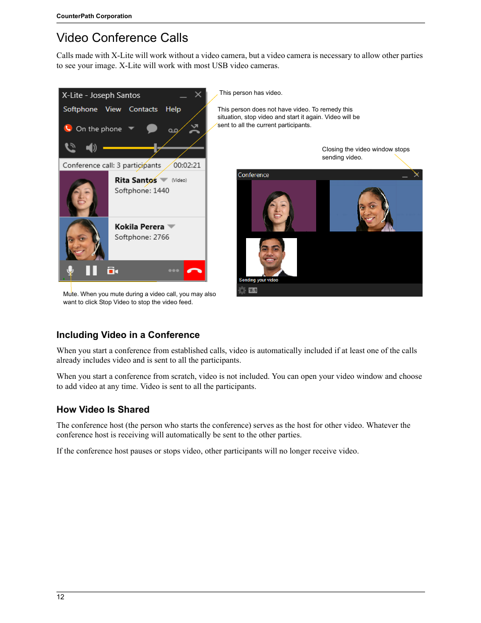 Video conference calls | CounterPath X-Lite 4.7 for Windows User Guide User Manual | Page 22 / 66