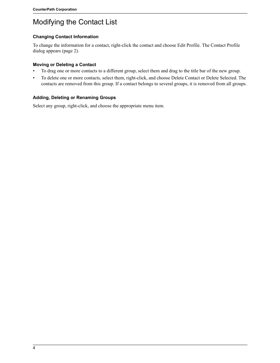 Modifying the contact list | CounterPath X-Lite 4.7 for Windows User Guide User Manual | Page 32 / 66
