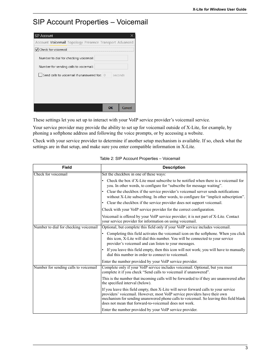 Sip account properties – voicemail | CounterPath X-Lite 4.7 for Windows User Guide User Manual | Page 41 / 66