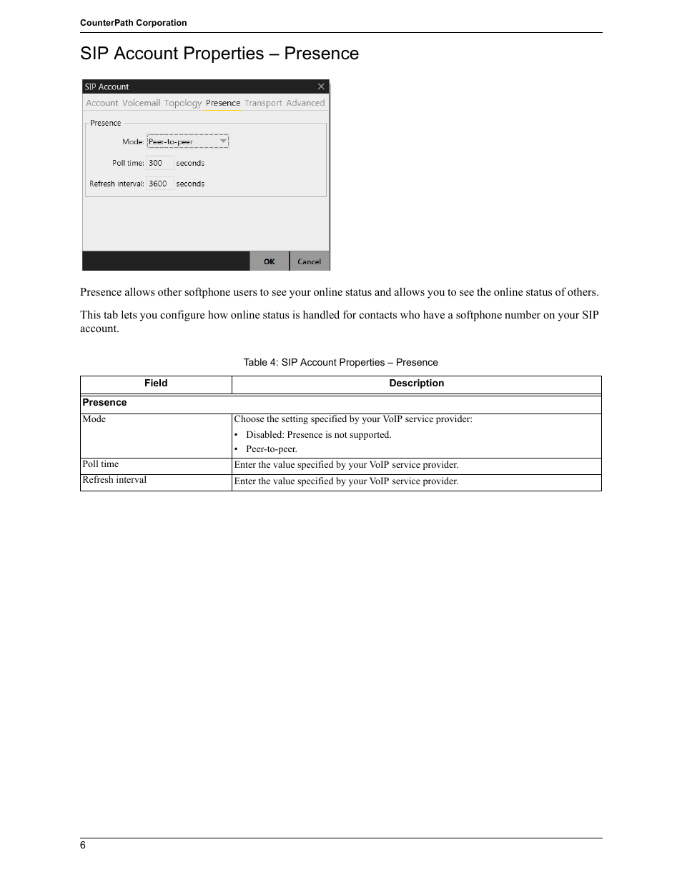 Sip account properties – presence | CounterPath X-Lite 4.7 for Windows User Guide User Manual | Page 44 / 66