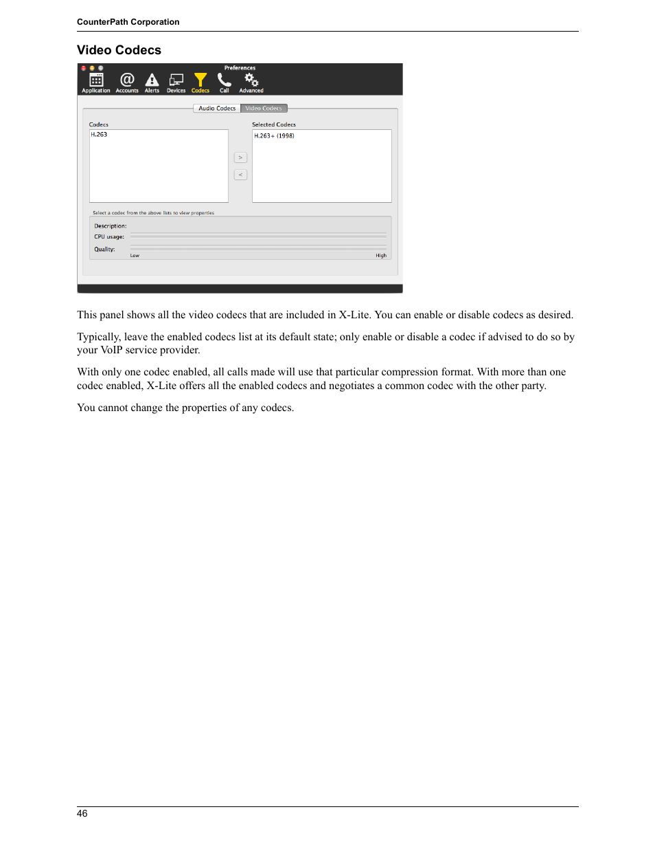 CounterPath X-Lite 4.7 for Mac User Guide User Manual | Page 50 / 61