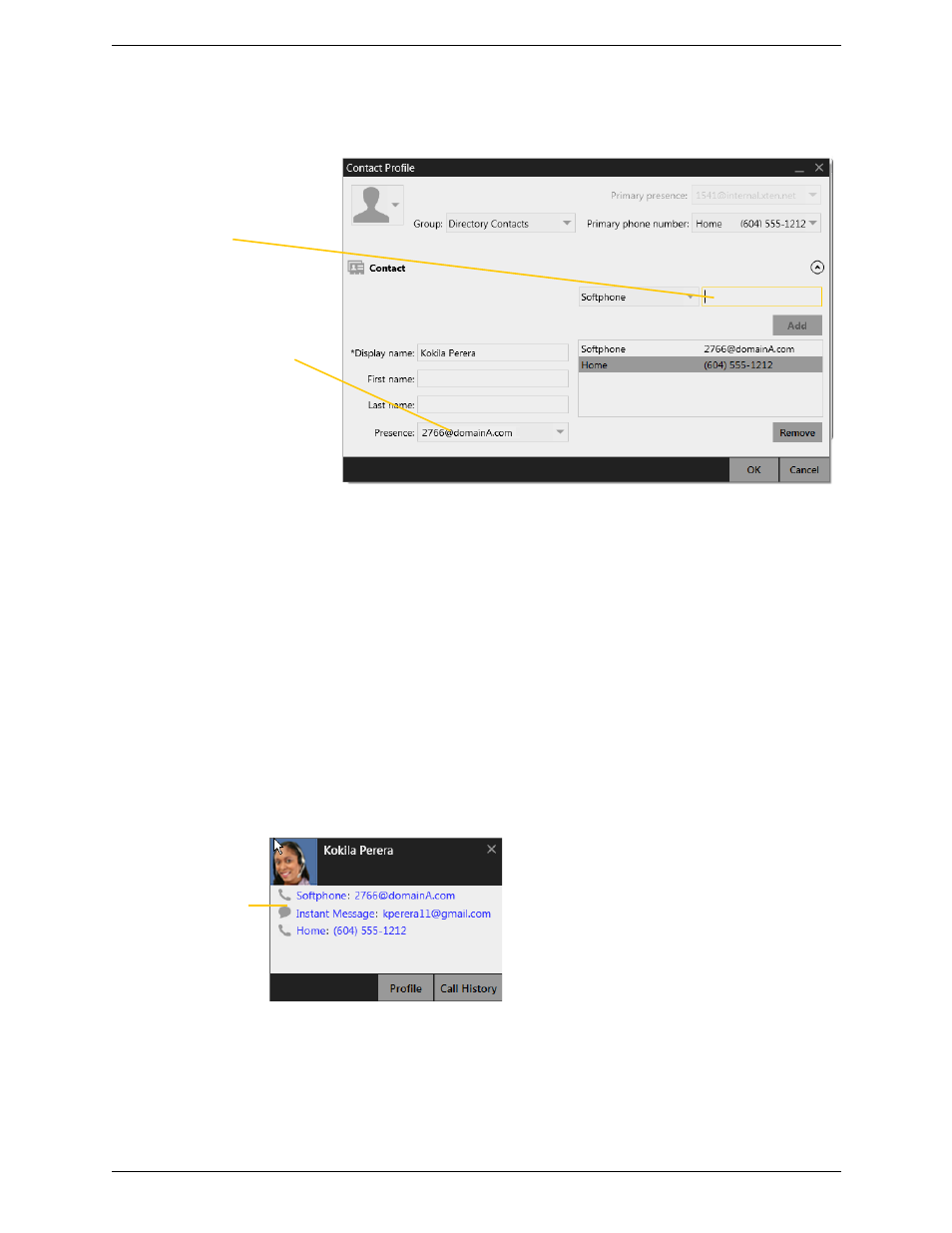 Adding a contact using an existing address, Viewing contact information – the contact flyout | CounterPath X-Lite 4.6 for Windows User Guide User Manual | Page 31 / 66
