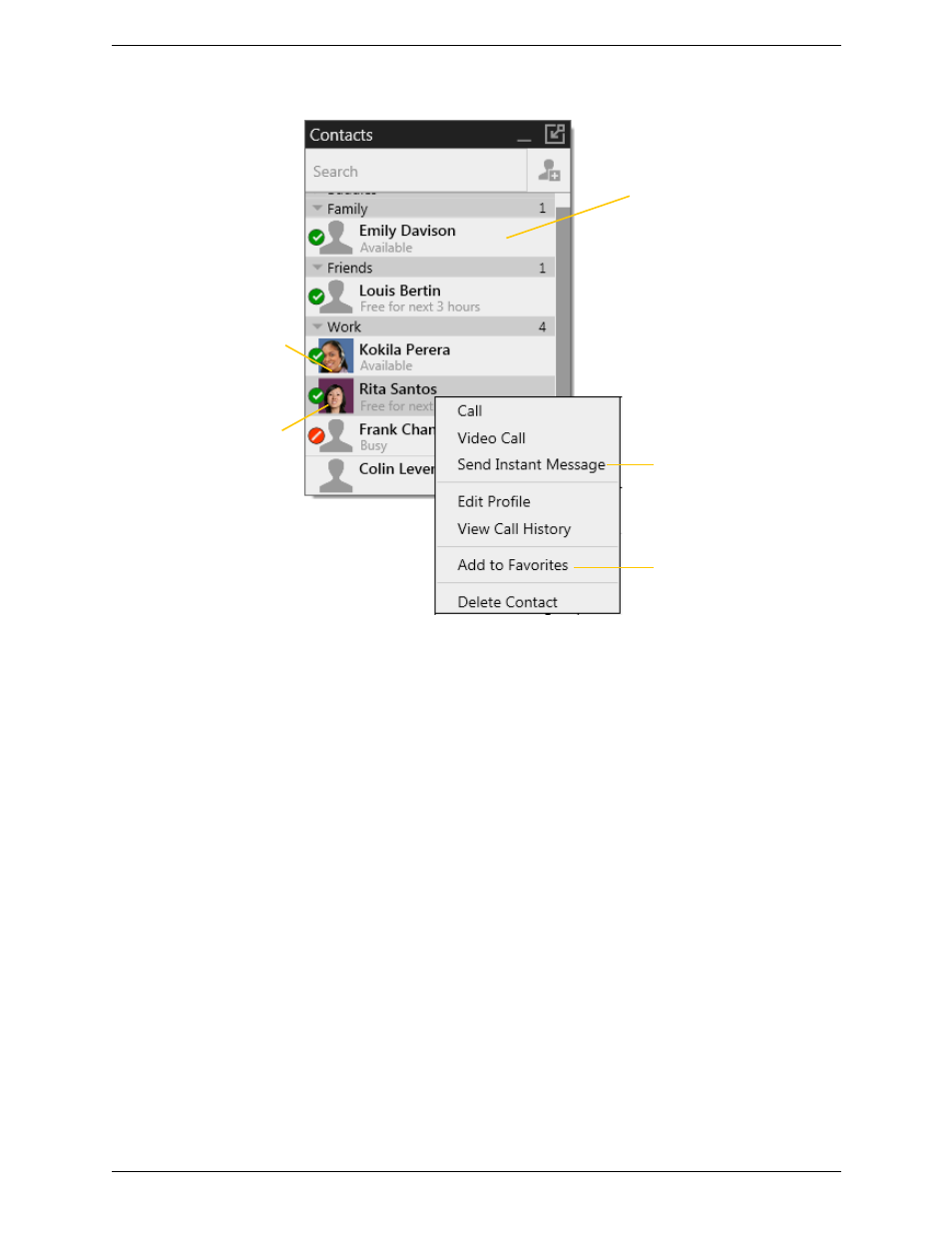 2 using contacts, Using contacts | CounterPath X-Lite 4.6 for Windows User Guide User Manual | Page 33 / 66