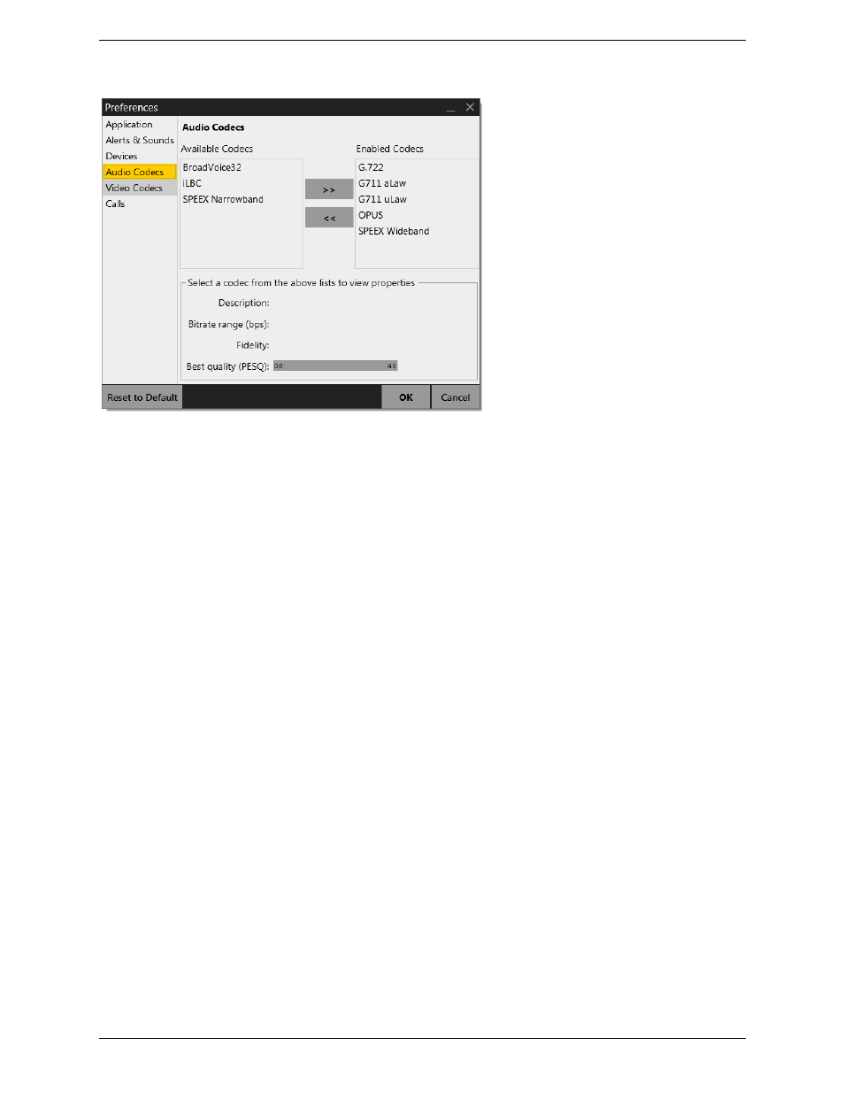 Preferences – audio codecs | CounterPath X-Lite 4.6 for Windows User Guide User Manual | Page 52 / 66