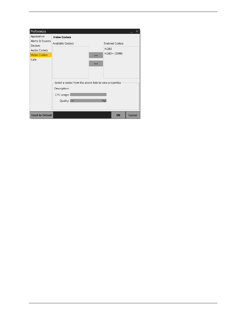 Preferences – video codecs | CounterPath X-Lite 4.6 for Windows User Guide User Manual | Page 53 / 66