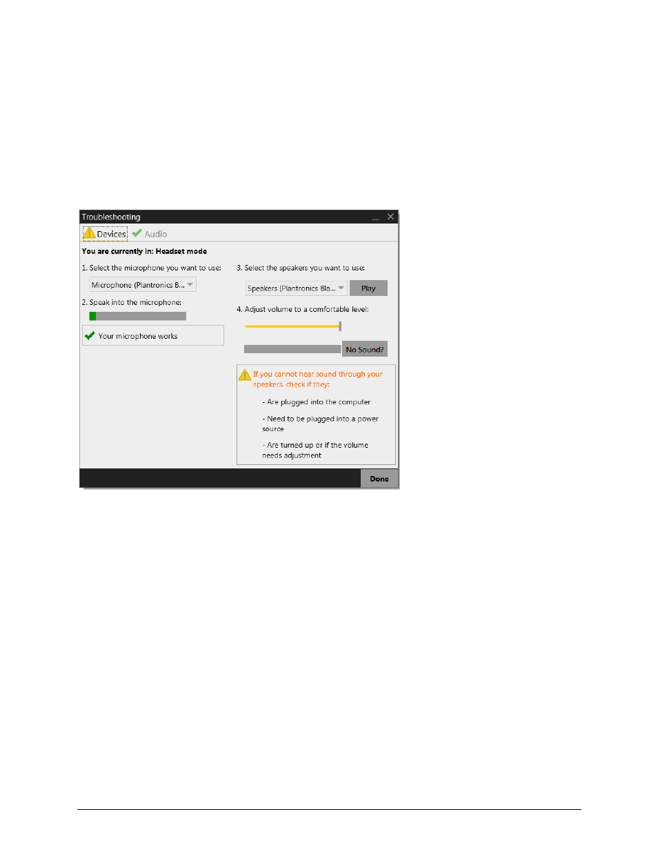 A troubleshooting, Testing audio devices | CounterPath X-Lite 4.6 for Windows User Guide User Manual | Page 55 / 66