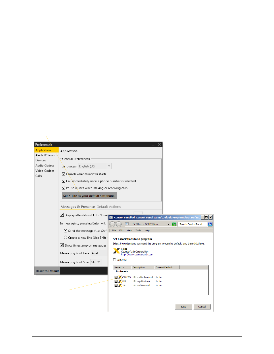 E other ways to run x-lite, E.1 from a hyperlink | CounterPath X-Lite 4.6 for Windows User Guide User Manual | Page 63 / 66