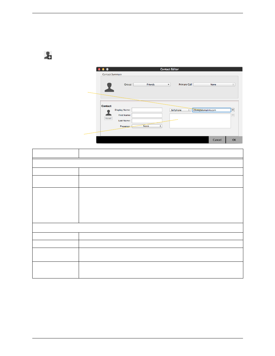 1 managing contacts and groups, Managing contacts and groups, Adding a contact | CounterPath X-Lite 4.6 for Mac User Guide User Manual | Page 26 / 61