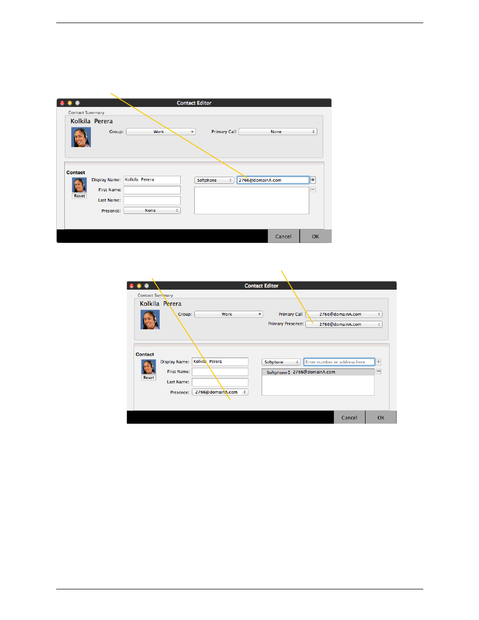 Adding a contact using an existing address | CounterPath X-Lite 4.6 for Mac User Guide User Manual | Page 27 / 61